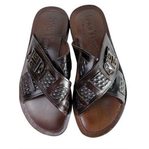 Jacob Men’s Italian Leather Brown Sandals Shoes main image 9